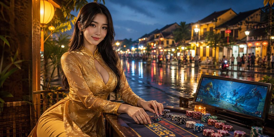 Người dùng tại Hội An mặc áo dài theo dõi và đặt cược esports trực tuyến
